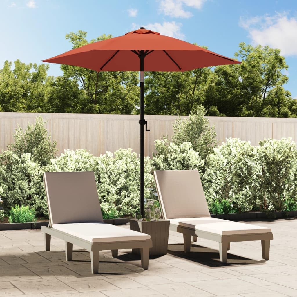 vidaXL Sombrilla de Aluminio, Parasol Toldo Protector, Refugio Solar, Paraguas para Playa Jardín Patio Exterior, Color Terracota 200x224 cm