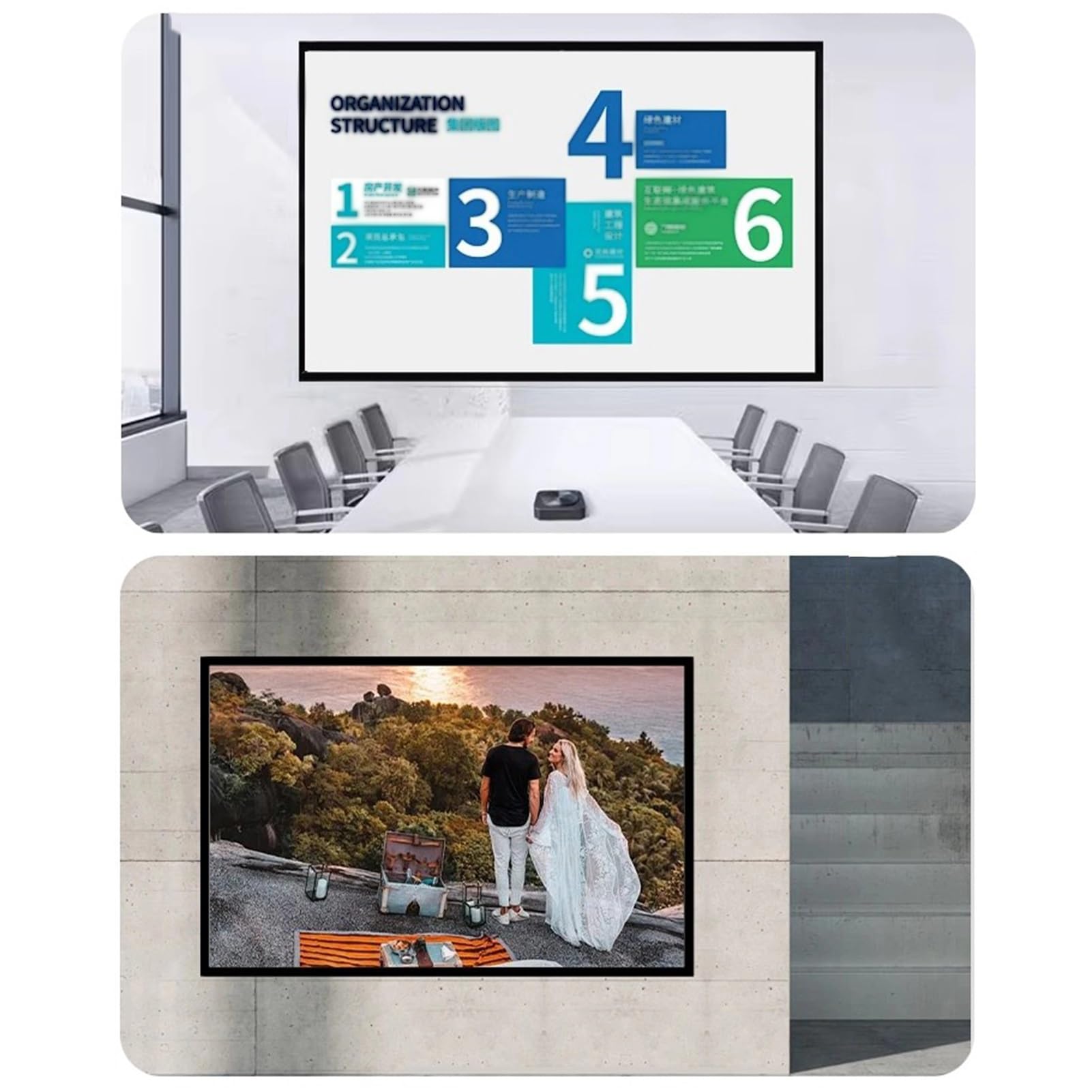 Schermo Cinematografico, Schermo di Proiezione Pieghevole Portatile HD 4K 16:9 da Esterni e Interni per Scuole, Cinema, Campeggio, Feste in Giardino(72inch/159x90cm)