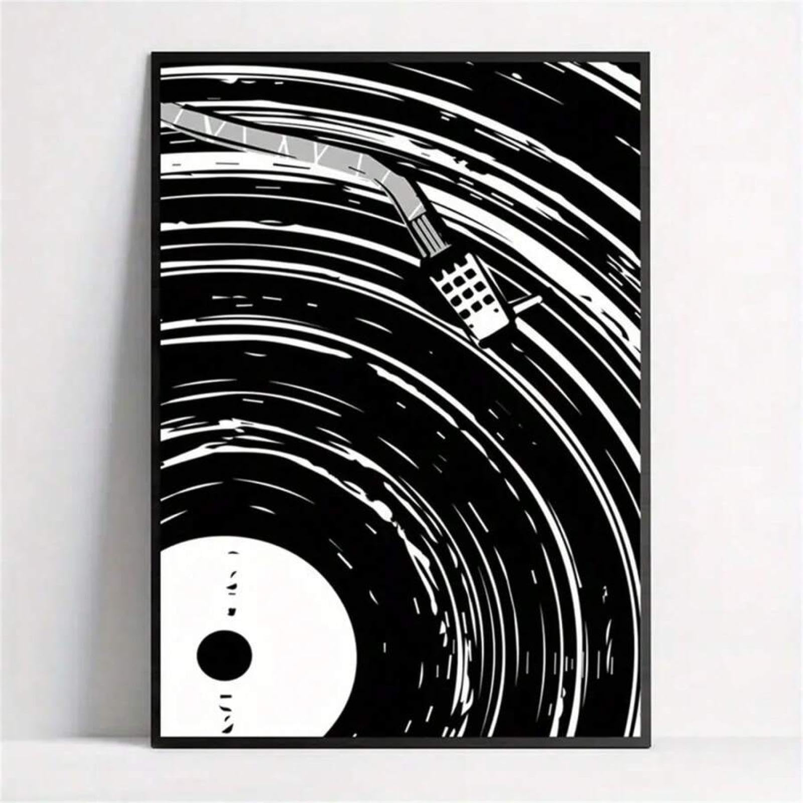 BHTMOI Quadro su tela di arte moderna incorniciato disco in vinile quaderno poster amante della musica decorazione da parete per soggiorno camera da letto 21x30 cm (8x12 pollici) con cornice nera