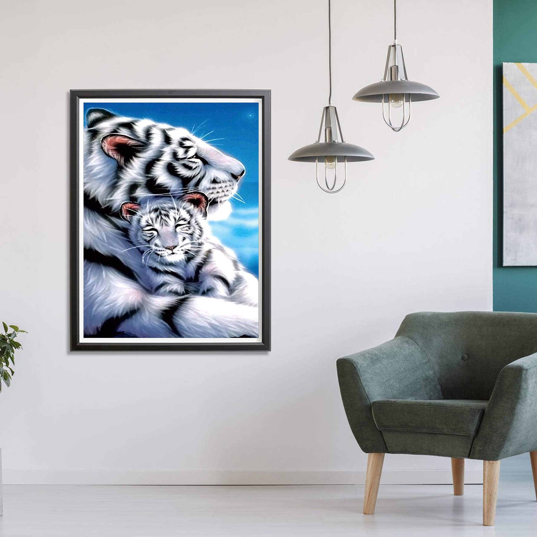 Diy Broderie Diamant Kit Complet Tigre, 5D Diamond Painting Complet Bête Rond Point De Croix Diy Broderie Diamant Kit Complet Tigre, 5D Diamond Painting Complet Bête Rond Point De Croix