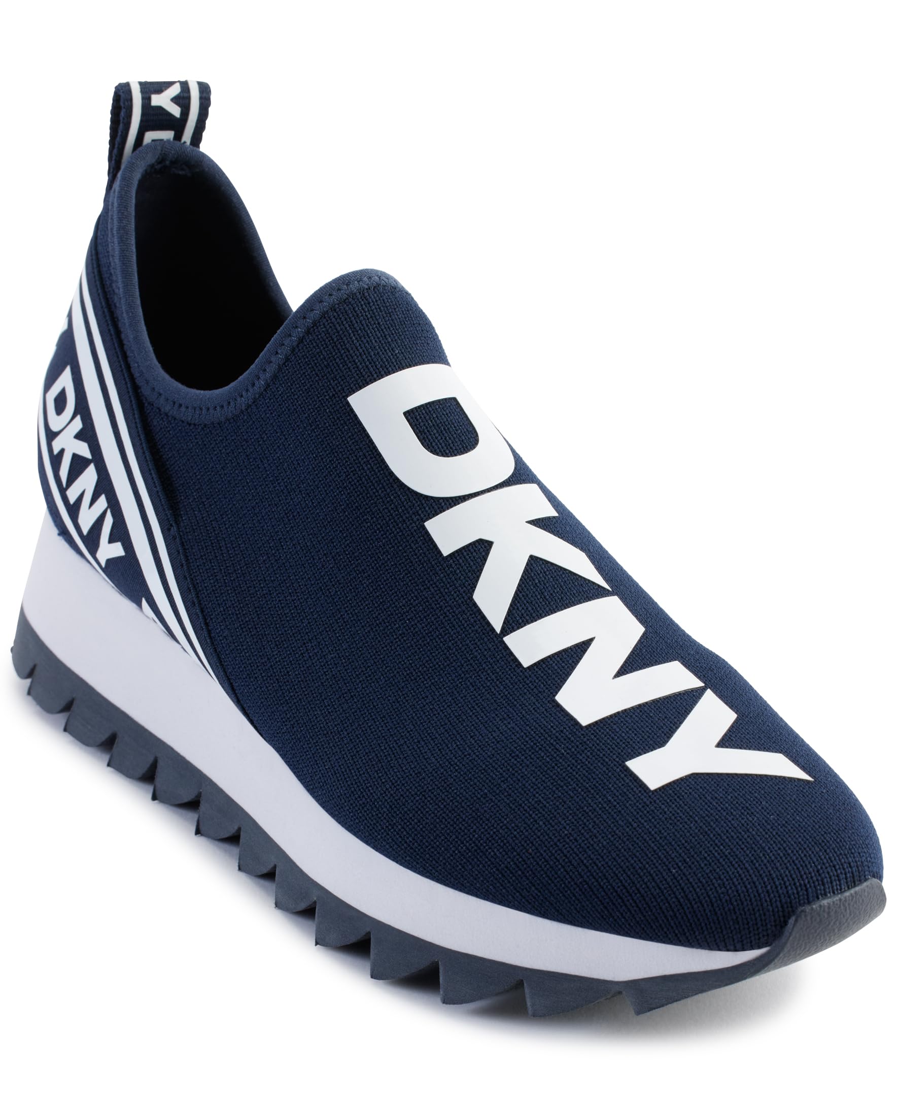 DKNY Womens Abbi Knit Slip on Sneaker with Logo