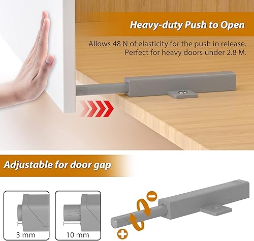 Miniatura 3 de Jiayi - Paquete de 8 herrajes para gabinete con imán resistente para cierre de puerta, cajón, cierre magnético, pestillo táctil para accesorios de