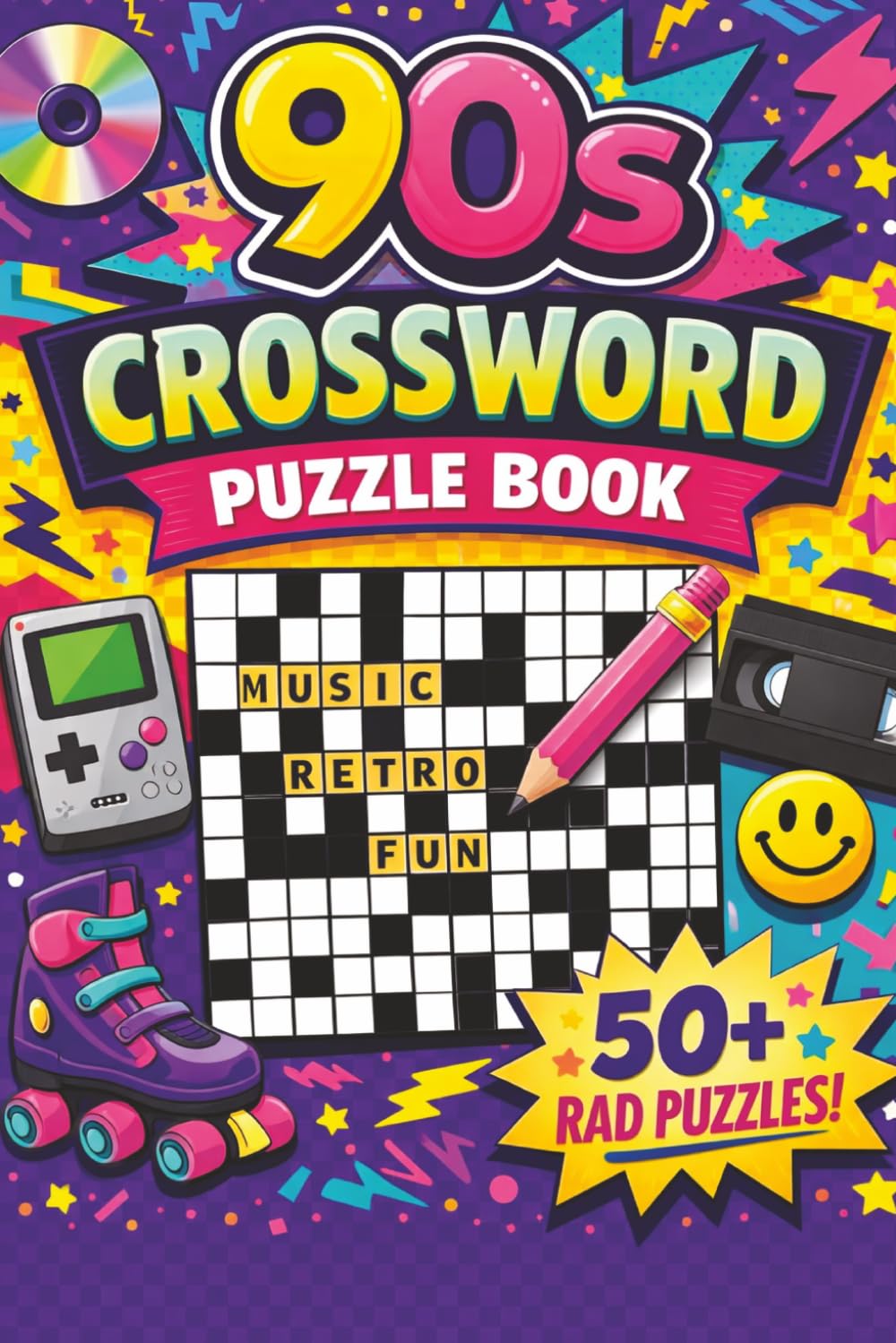 90s Crossword Puzzle Book: Crossword Puzzles for Millennials, Retro, Nostalgic Oldies, & More | Easy to Read Print | 6x9 Inches, 110 Pages | 50+ Puzzles...Gift for Vacations, Holidays, & Relaxation