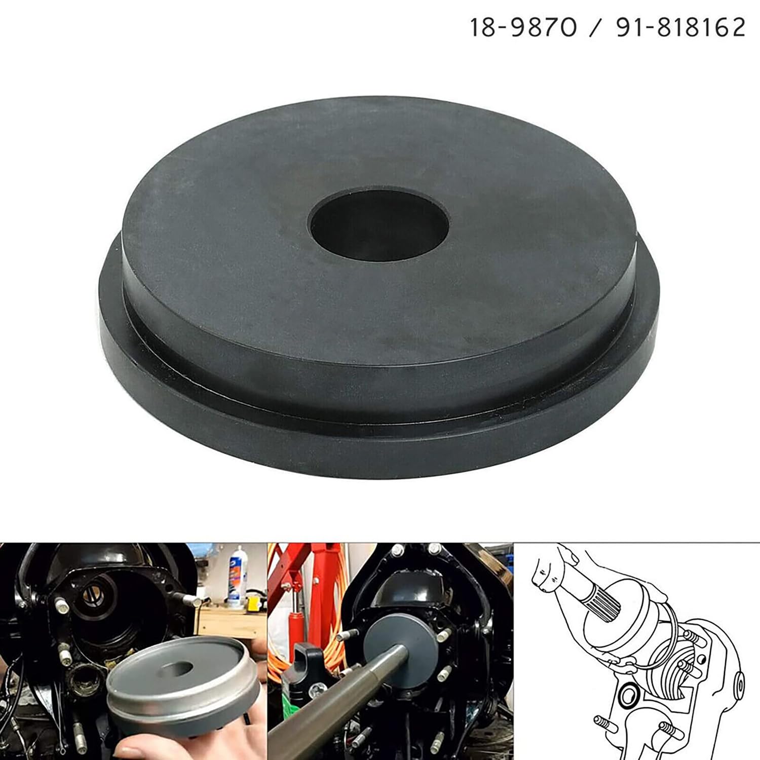 Bellow 818162 Outil d'installation d'anneau pour Mercury MerCruiser Bravo Alpha One Gen 2 Blackhawk modèles Remplace Mercury Mariner 91-818162 43577 Sierra 18-9870 Mallory 79821