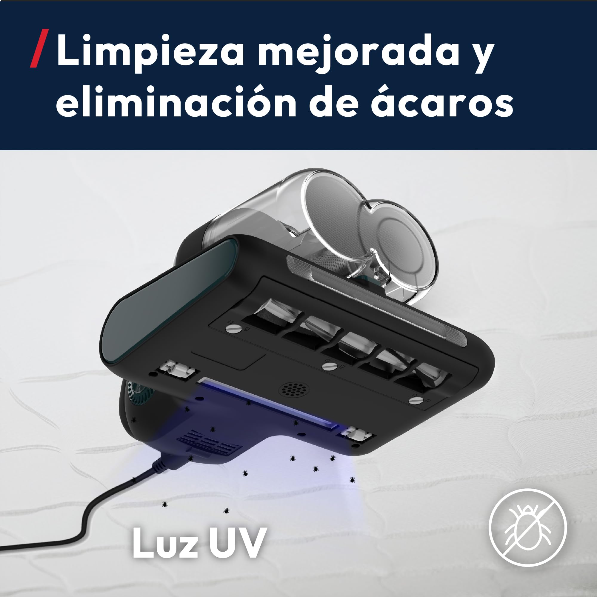 Hoover HMC5 Core Aspiradora de Mano para Colchones | 4 Funciones Auto | Beat&Roll, Aspiración, Luz UV y Secado, Ligera, Antiácaros para Camas, Sofás y Tapizados, 400W