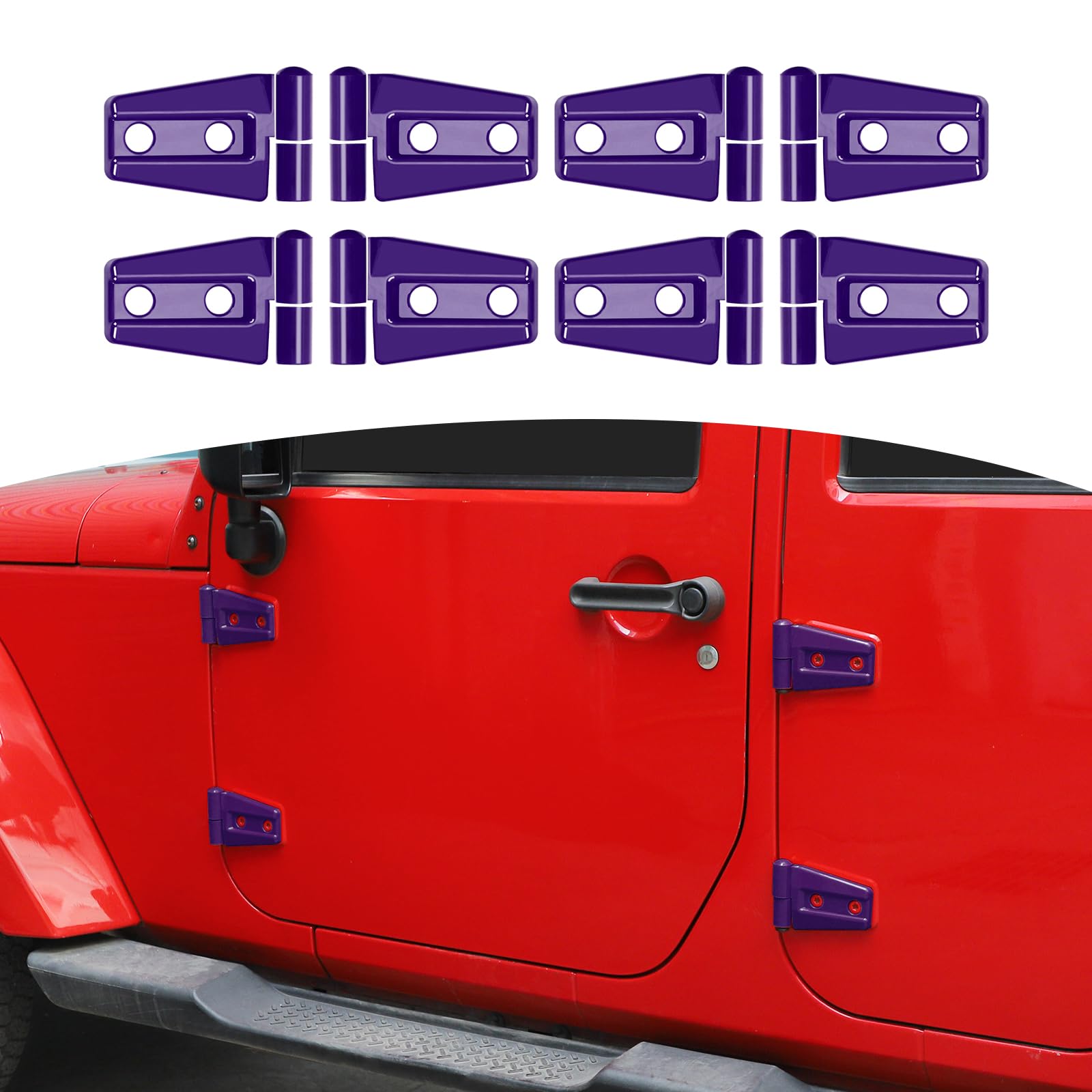 Photo 1 of RT-TCZ for Wrangler JK Door Hinge Covers Trim Purple for Jeep Wrangler JK JKU 2007-2017 Purple Exterior Accessories 8pcs