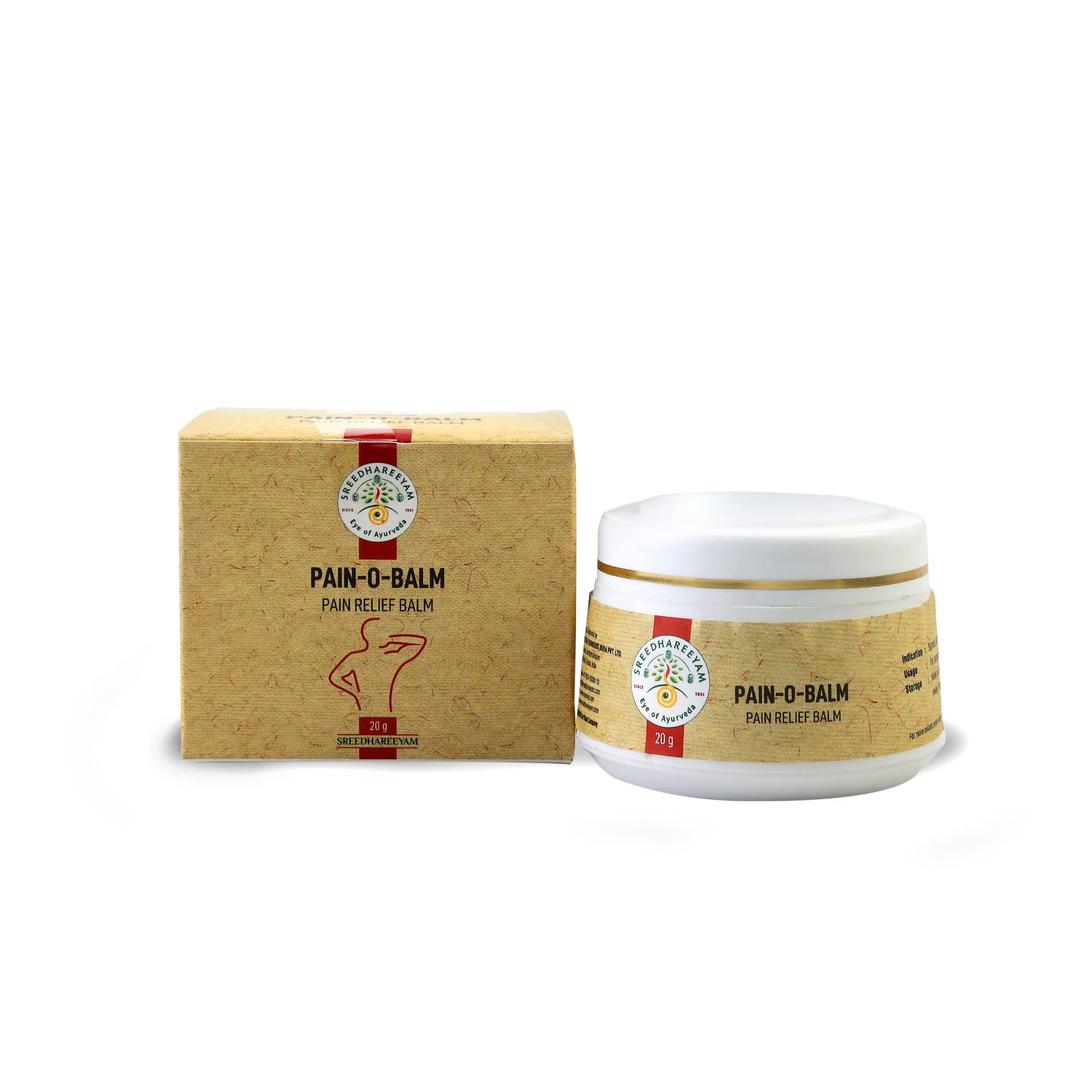 Sreedhareeyam Ayurveda Pain O Balm - 100% Natural Pain Relief Balm for Joint, Muscle & Headache Relief, with Camphor, Mint, Mustard & Sesame Oil