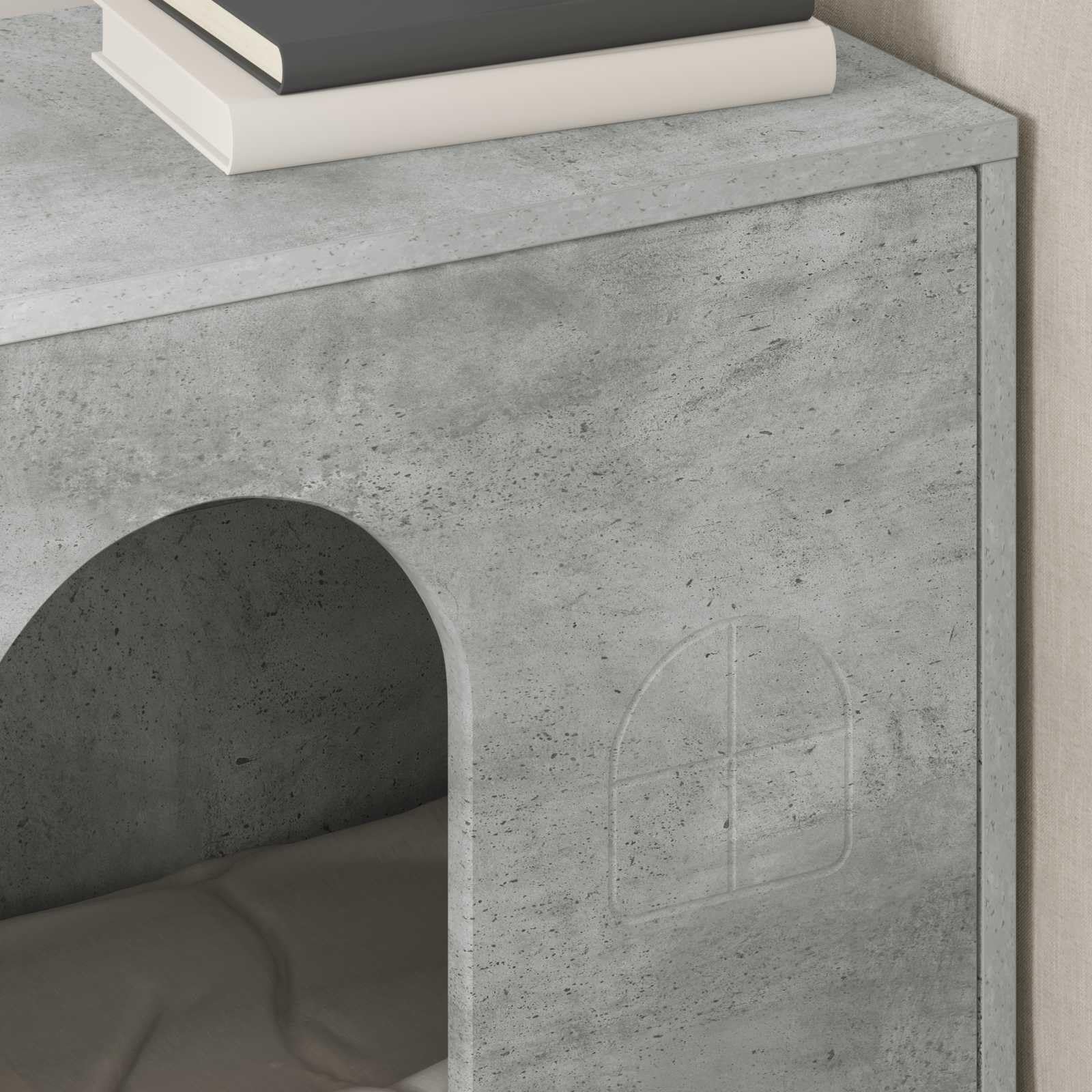 Casetta per gatti in cemento, 51 x 30 x 52 cm, per interni, con kit di montaggio, stabile rifugio e parco giochi per gatti, design moderno, facile da pulire e durevole