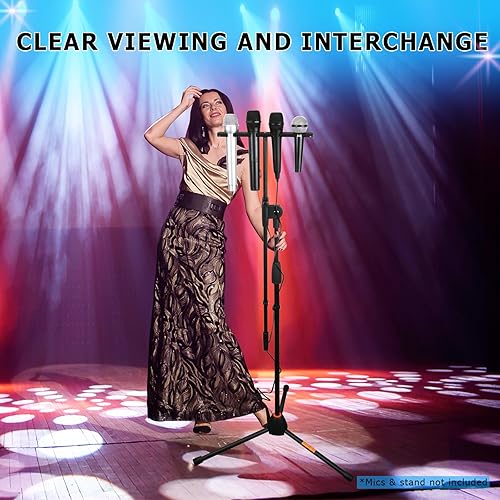 Miniatura 3 de Soporte de micrófono múltiple para soporte de micrófono, organizador de micrófono múltiple y pantalla para micrófonos con cable e inalámbricos,