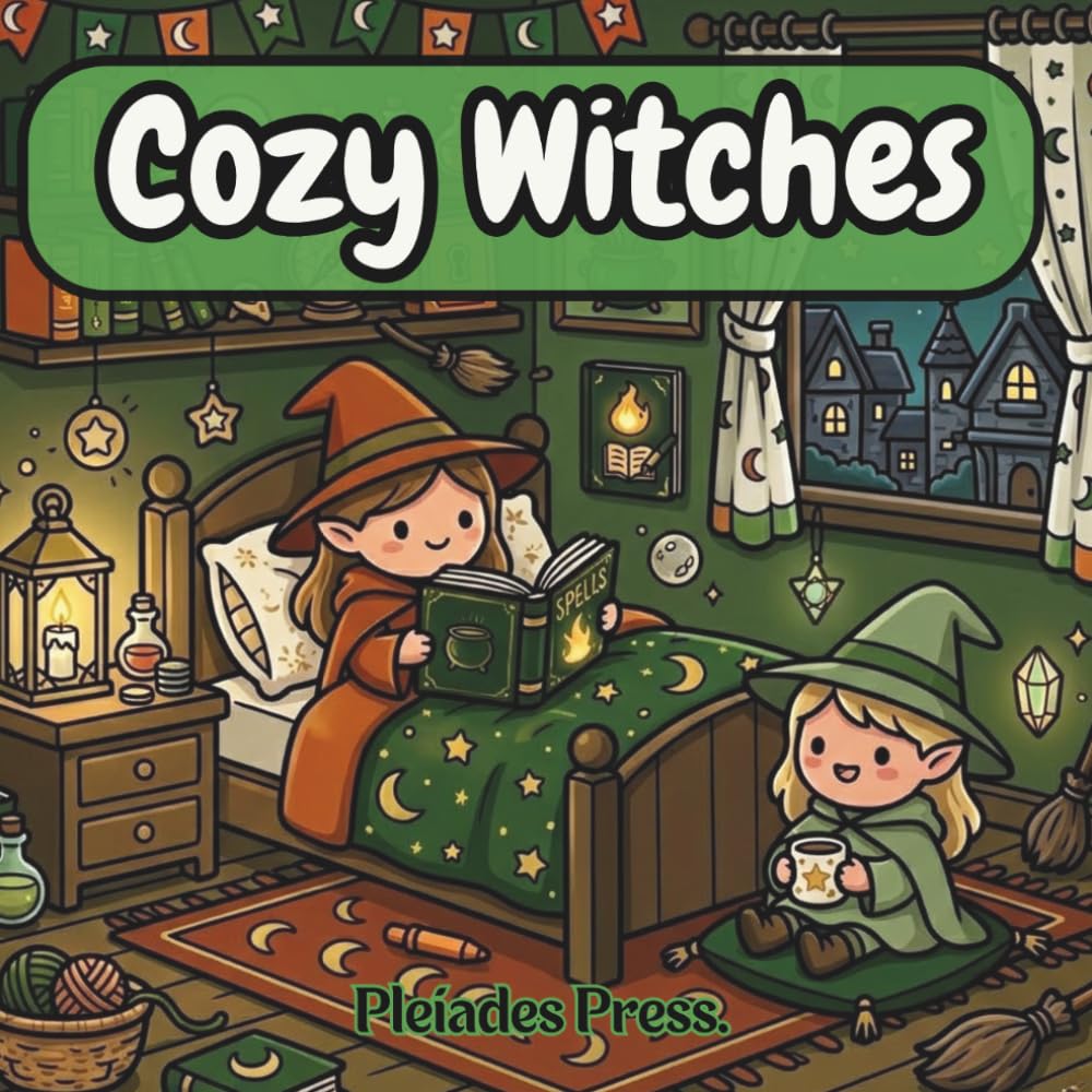 Cozy Witches: A Cute and Relaxing Coloring Book for Adults and Teens Featuring Cozy Fantasy Scenes and Adorable Witches (Cozy Creatures)