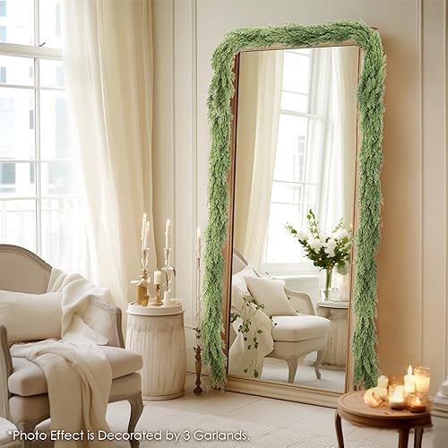 Miniatura 10 de WBHome Guirnalda de Navidad preiluminada de 9 pies106 pulgadas con 50 luces LED, decoración navideña, funciona con pilas (pilas no incluidas)