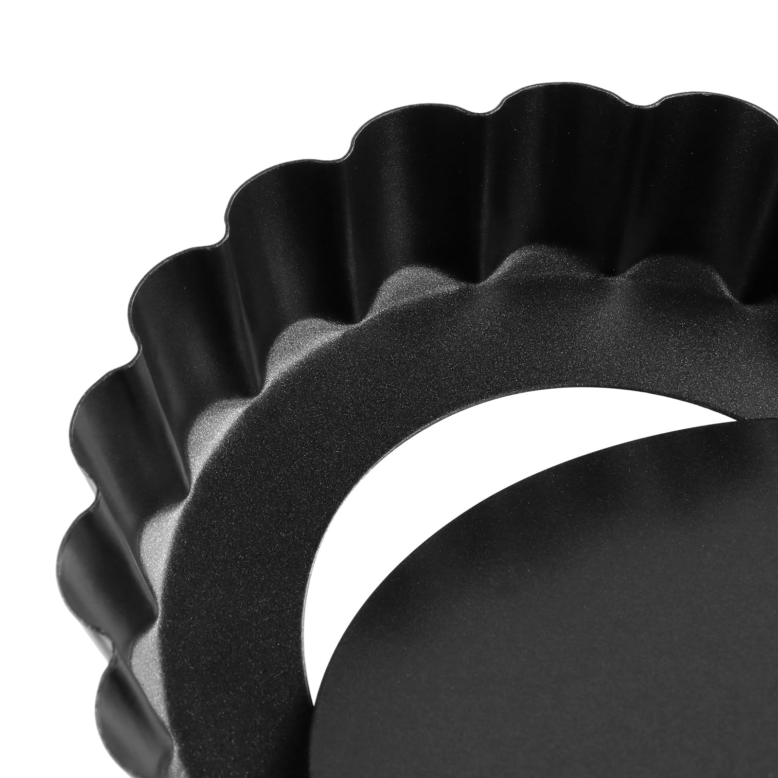 SOUJAP 20PCS 4 Inch Quiche Tins with Loose Base, 10cm Mini Individual Tart Flan Pan for Baking, Black, 9.8 x 7.5 x 1.8 cm - Image 3