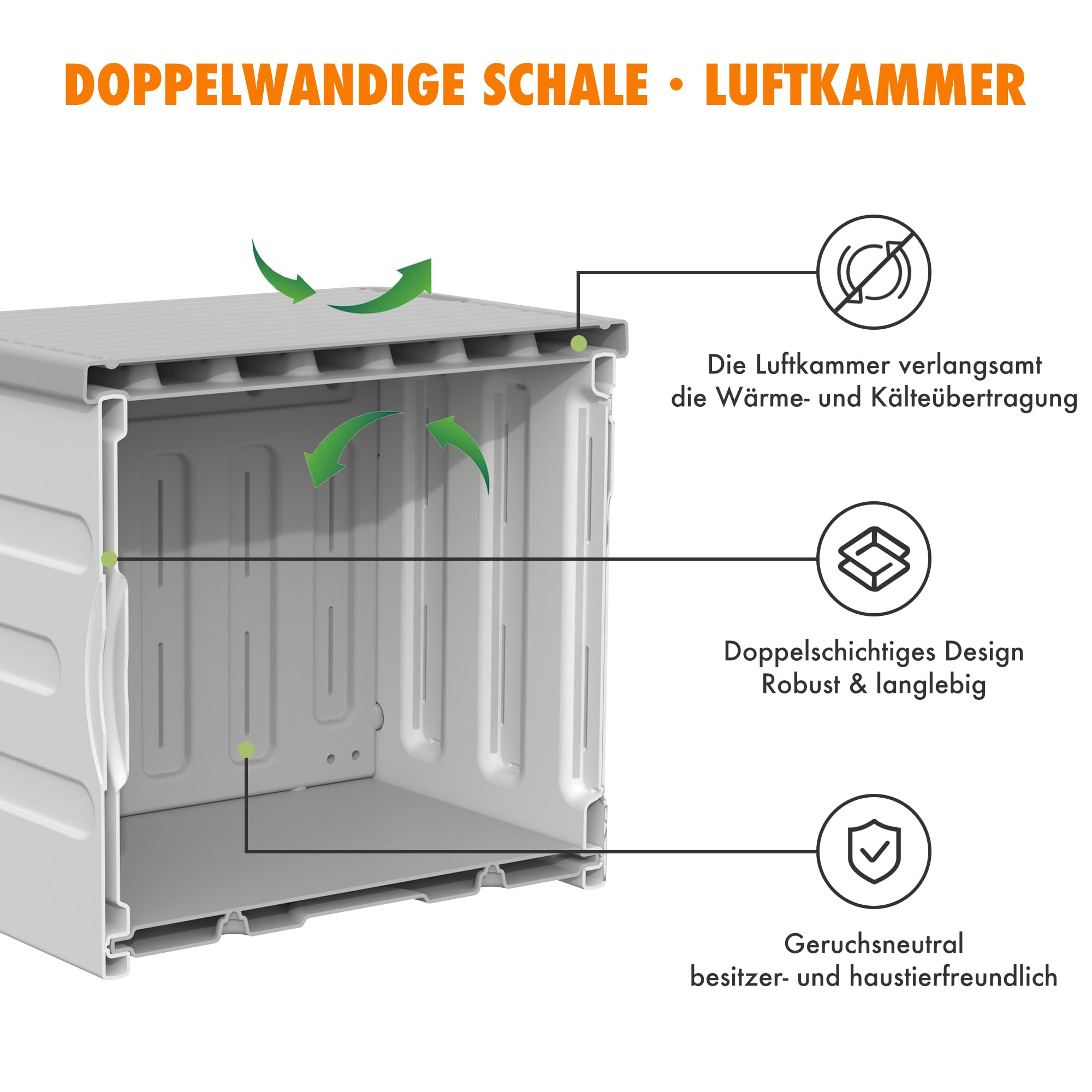 Katzenhaus Outdoor Wetterfest mit Kissen (Grau und Weiß)