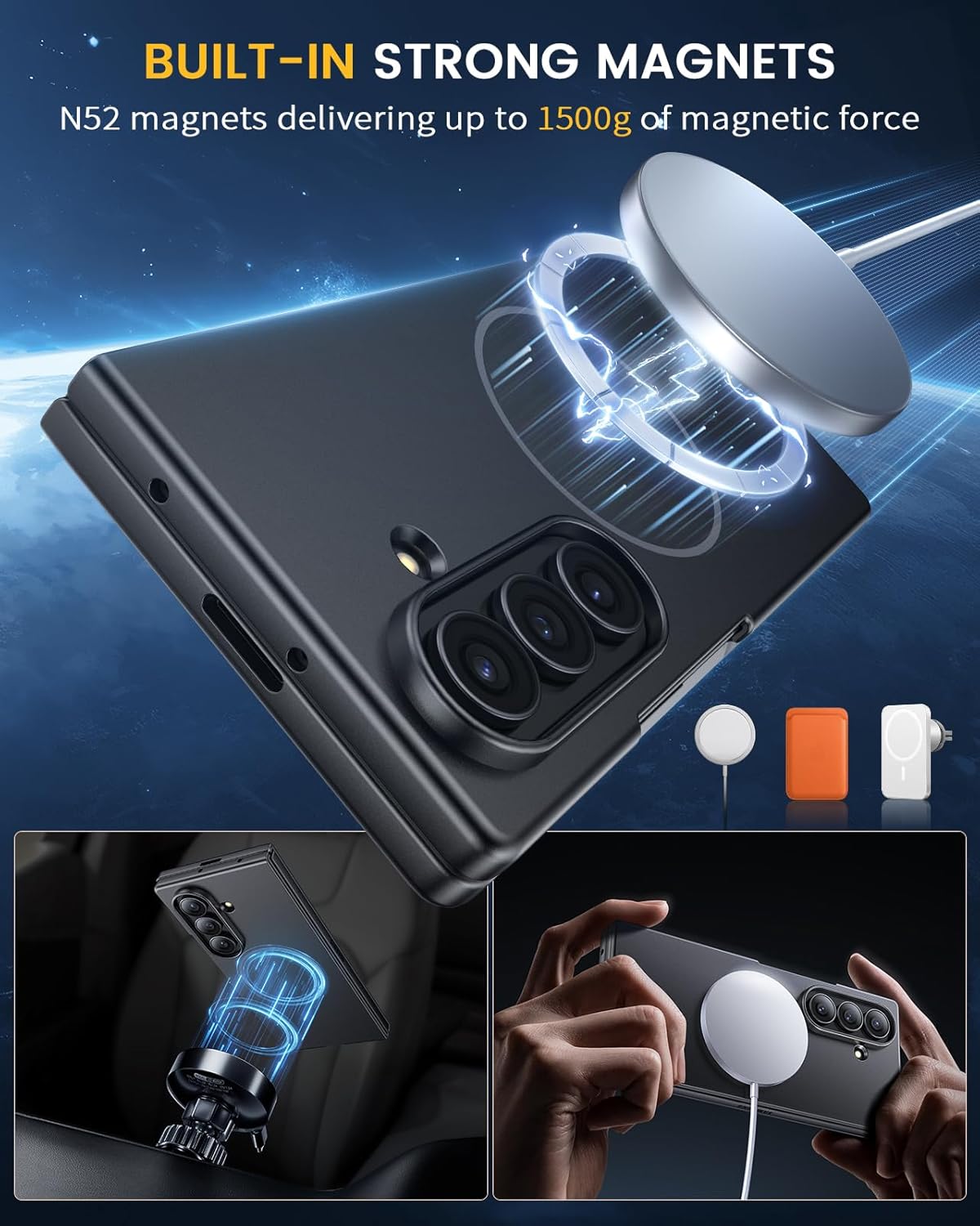 Lanhiem Magnetic for Samsung Galaxy Z Fold 7 Case with Privacy Screen Protector, [Compatible with MagSafe][Anti Spy] Full-Body Protective Slim Phone Case for Galaxy Z Fold 7, Black