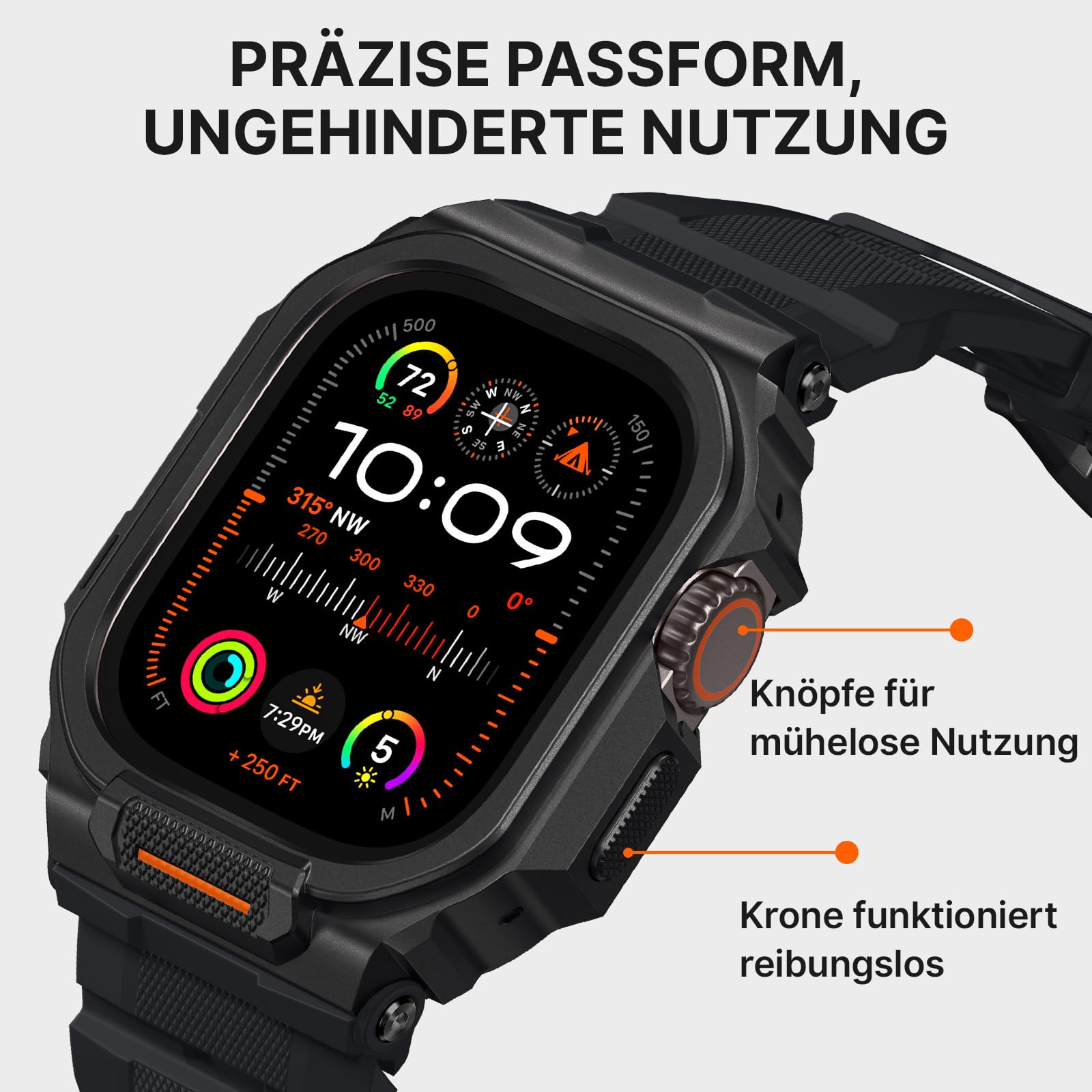 Bandletic Schutzhülle mit Armband Kompatibel mit Apple Watch 49mm/46mm | Sportarmband Kompatibel mit Apple Watch Ultra 3/2/1(49mm,mit Displayschutzglas),Ersatzarmbänder für iWatch Series 11/10(46mm)