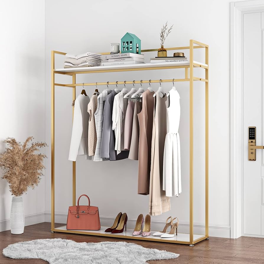 Amazon.com: FONECHIN Heavy Duty Gold Clothing Rack with