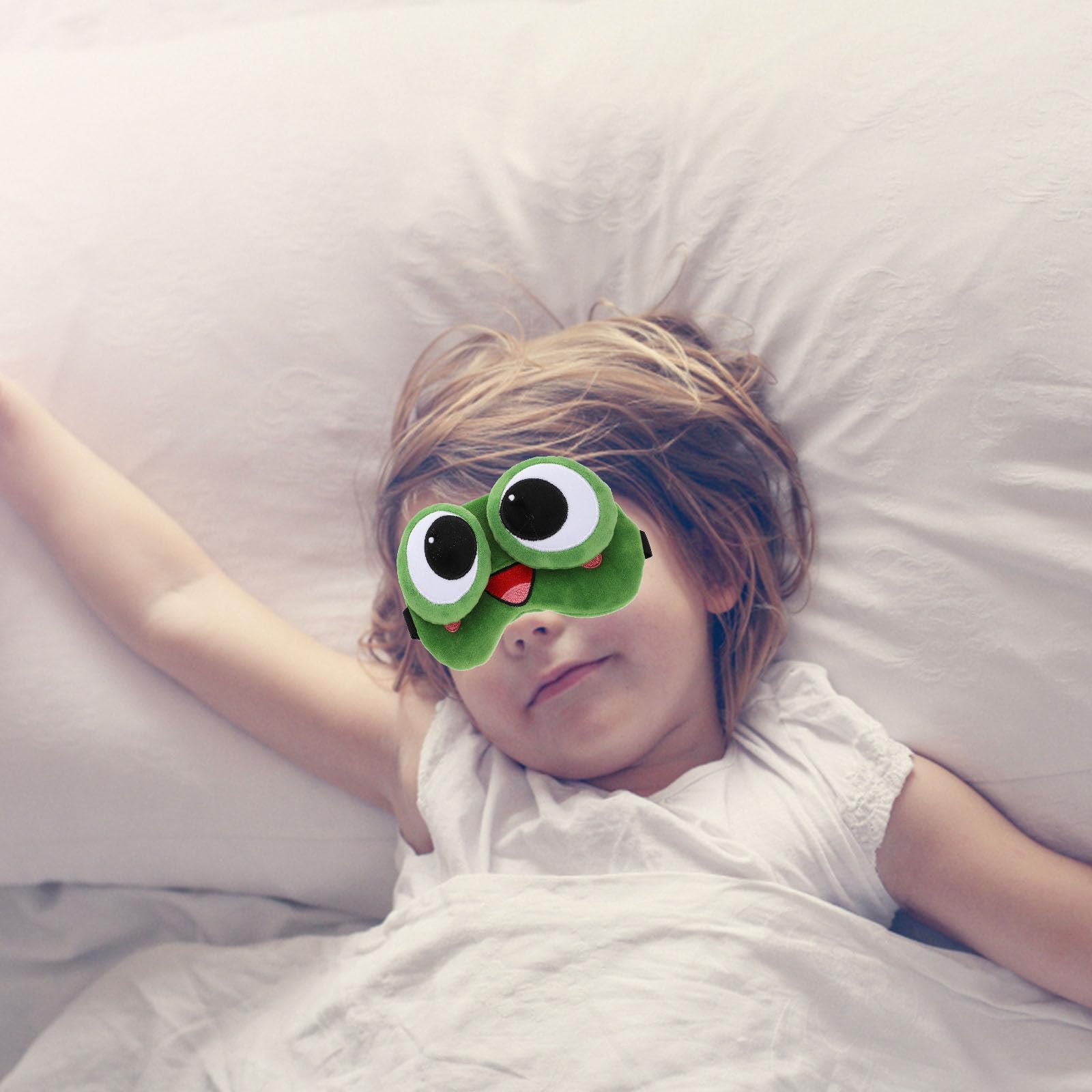 Maschera gli Occhi Gel a Forma di Rana in Peluche, Comoda e Antiscivolo, per Dormire Profondamente Durante Campeggio e Attività All'aperto