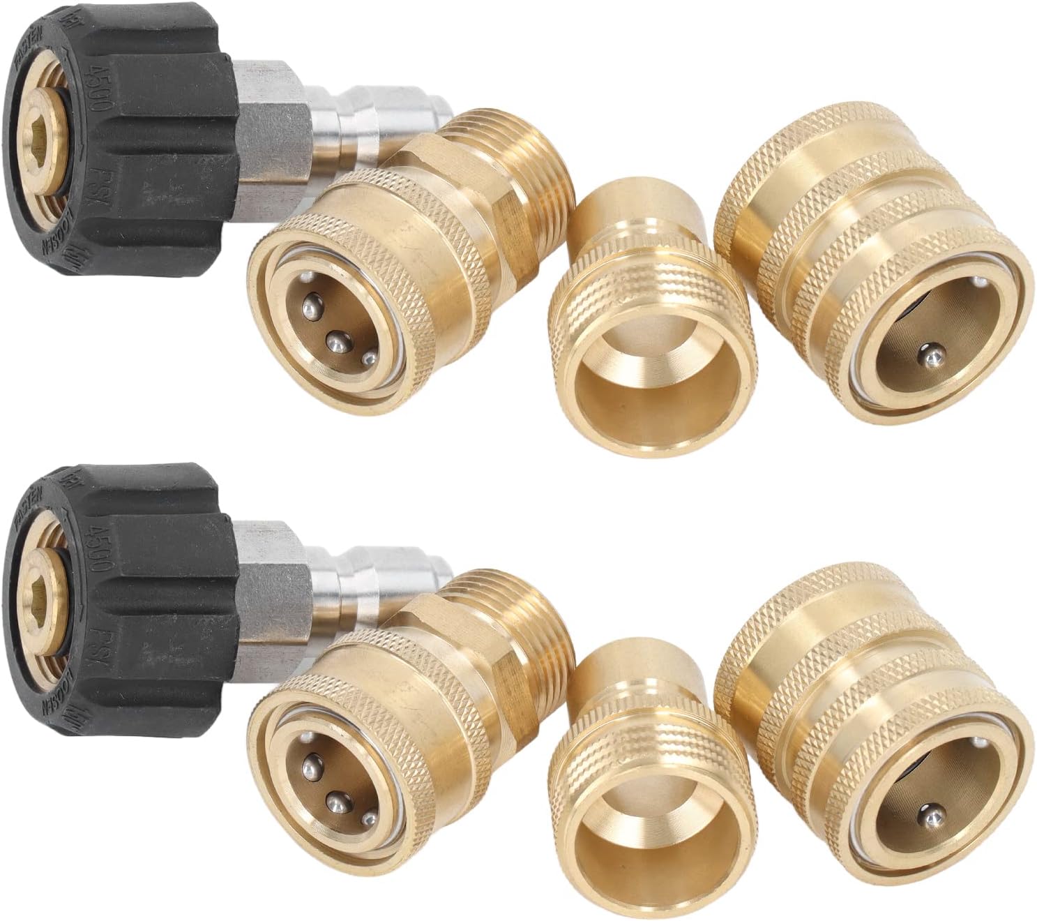 8PCS Pressure Washer Quick Coupler Adapter Set - Metal Fittings for Hose Pump Machine, 5000 PSI High Strength Rustproof