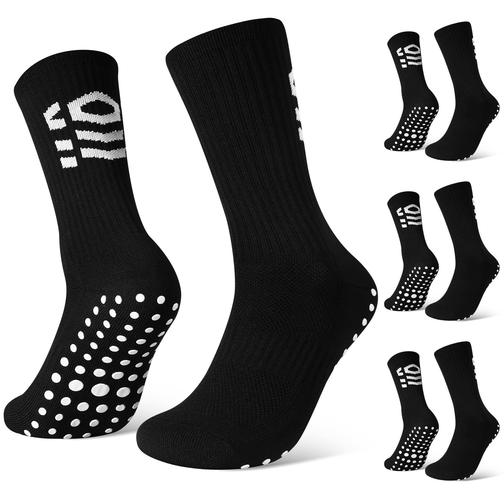zuimei 3 Pairs Football Grip Socks for Men,Grip Socks Football Socks Anti-slip Sports Socks for Football Basketball Soccer Volleyball Yoga Running Trekking Hiking-picture-22