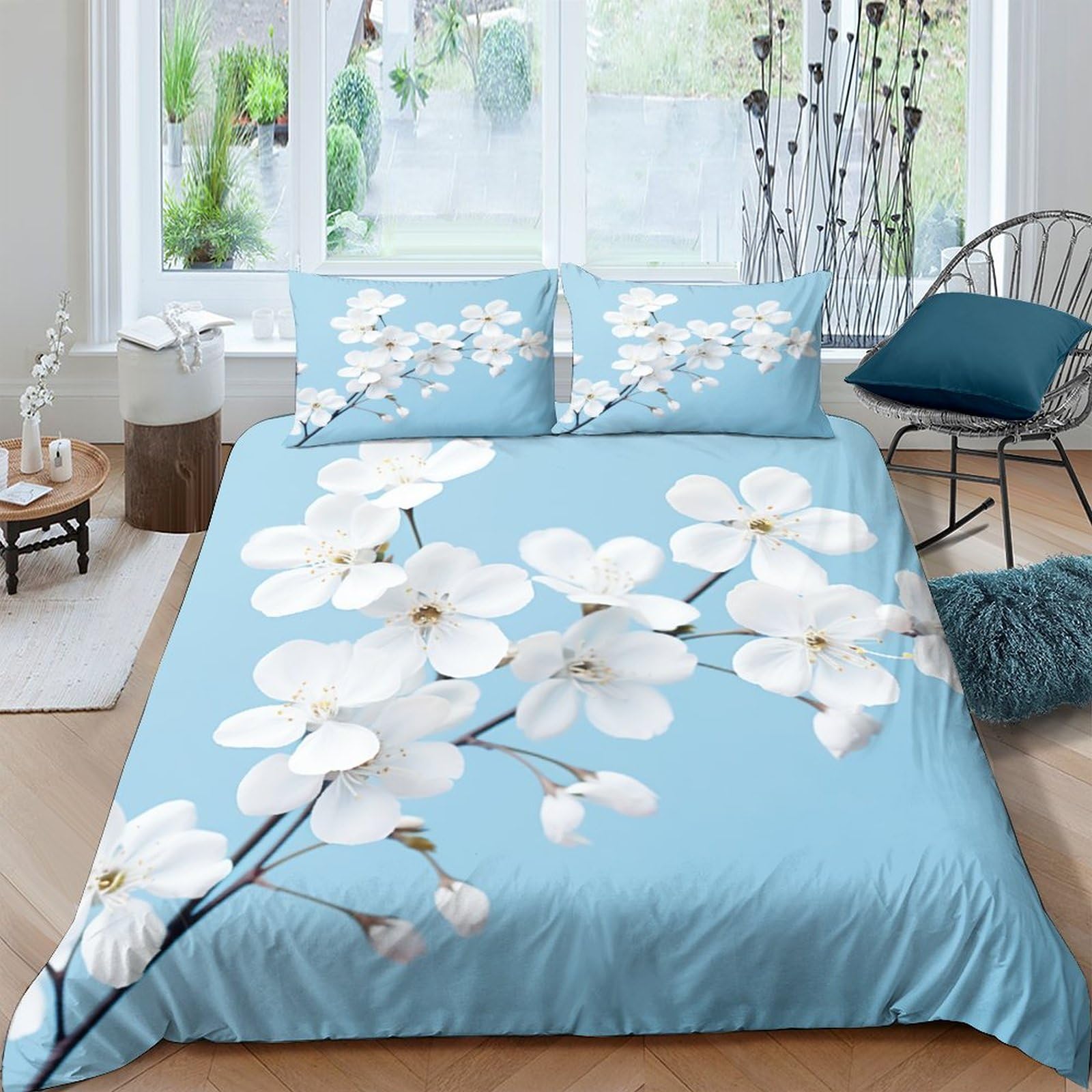 Housse de couette imprimée 3D IOFEER en polycoton anti-plis pour parure de lit double