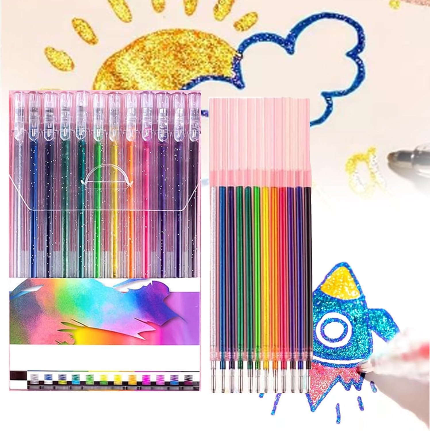 Topsnova Pens, Glitter Gel Pen Set, Glitter Gel Pens for