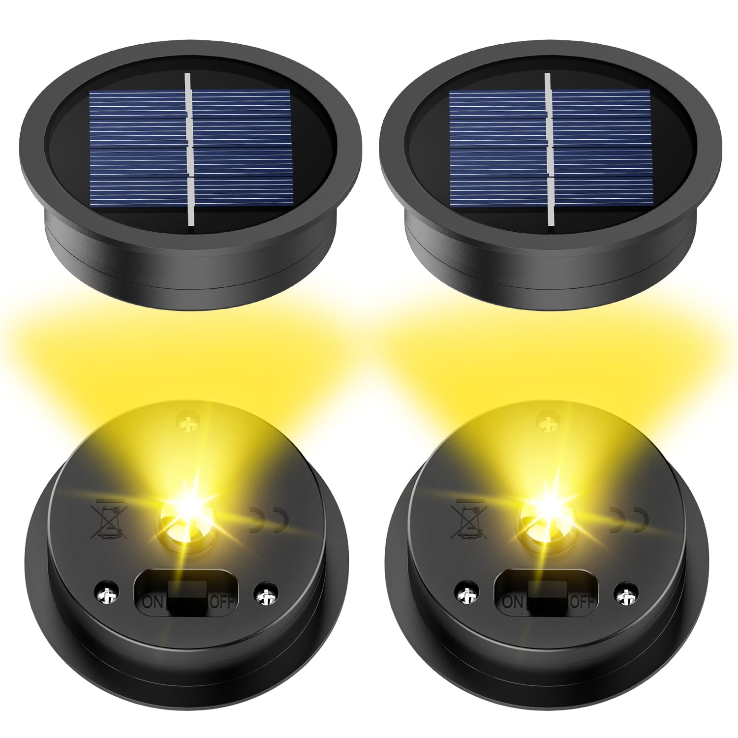 Daknswte Black 4 Pack Solar Lights Replacement Top, 7Cm Solar Panel For Outdoor Lantern