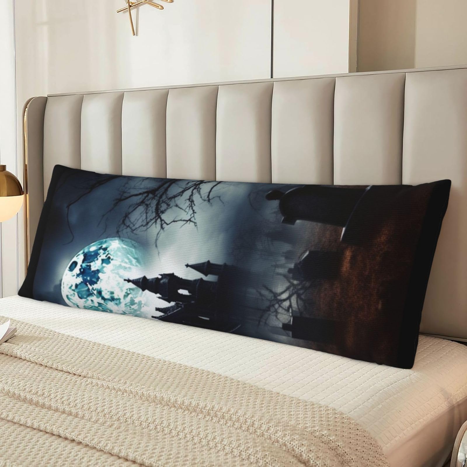Gothic Happy Halloween Body Pillow Case Cover, Microfiber Long Pillow Cases, Ultra Soft and Cozy Plush Body Pillowcase Decorative Long Bed Pillow Cover for Sleeping 20x54 Inches