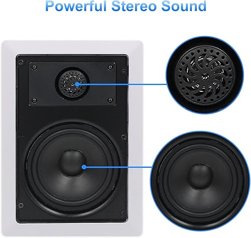 Miniatura 2 de Herdio Altavoces de techo de pared de 5.25 pulgadas, 400 W, 2 vías, perfectos para colocación en interiores y exteriores, baño, cocina, porches