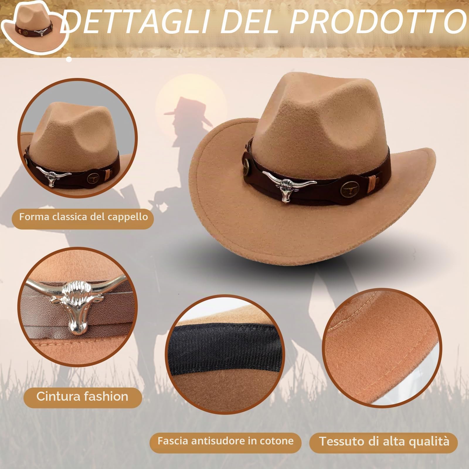 Set di 7 vestiti da donna hippie da cowgirl western outfit, costume hippie da donna con orecchini hippie, occhiali, bracciale, collana, abbigliamento hippie anni '60 anni '70