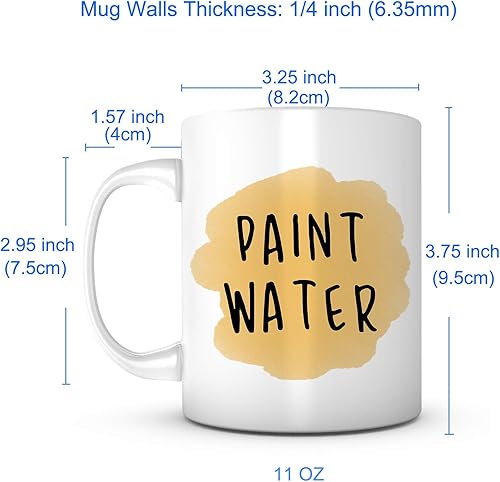 Miniatura 5 de Taza de agua de pintura, taza de cerámica blanca de 11 onzas, regalo para profesores de arte, agradecimiento a profesores de arte, regalo para