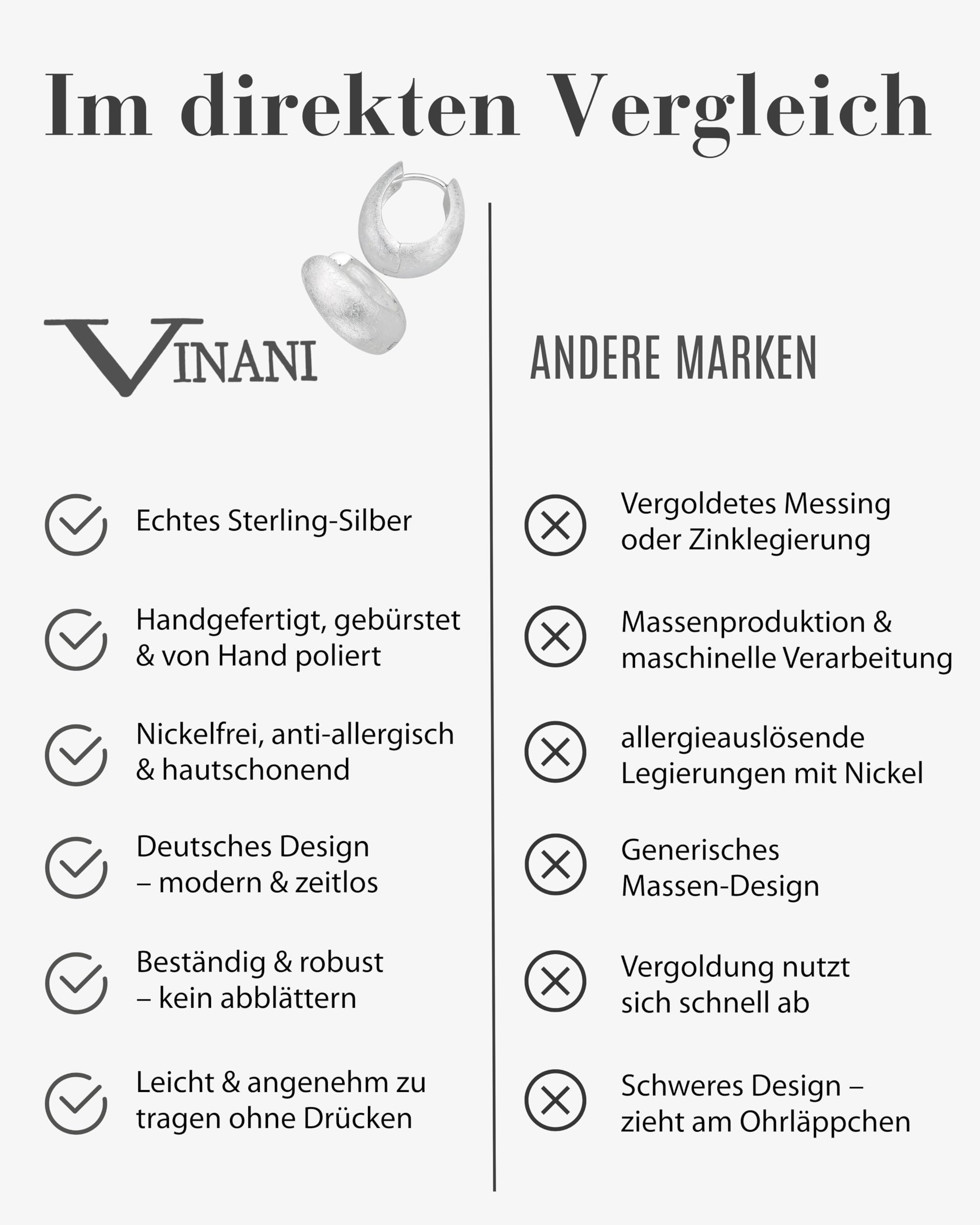 Vinani Klapp-Creolen oval bauchig gebürstet Sterling Silber 925 Ohrringe 2CKG