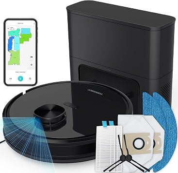 Robot Vacuum Cleaner with Mop Self Emptying;70 Days* Hands-Free 2.5L Self Emptying Station,Lidar Navigation WiFi/App/Alexa,Carpet Boost,4in1Robotic for Pet Hair Hard,Floor,Carpet