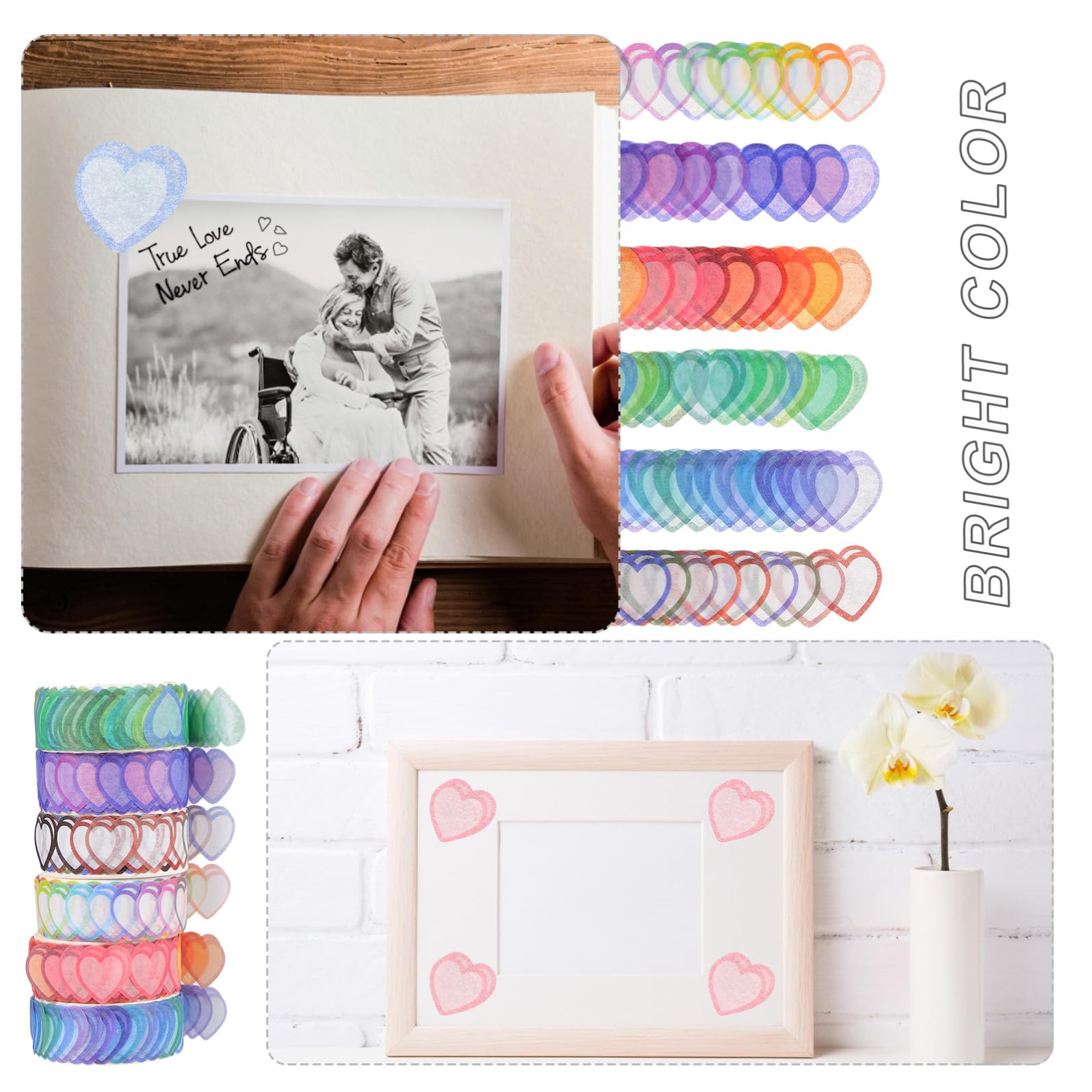 STOBOK 18 Nastro Washi Decorativo Forma Di Cuore Adesivi Per Scrapbooking e Fai Da Te Per Occasioni Speciali e Decorazioni Di