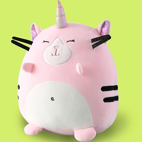 Miniatura 2 de Marsjoy Almohada de peluche de gatito rosa de 8 pulgadas, peluche de animal de peluche, lindo gato, unicornio, juguete para abrazar, cojín suave