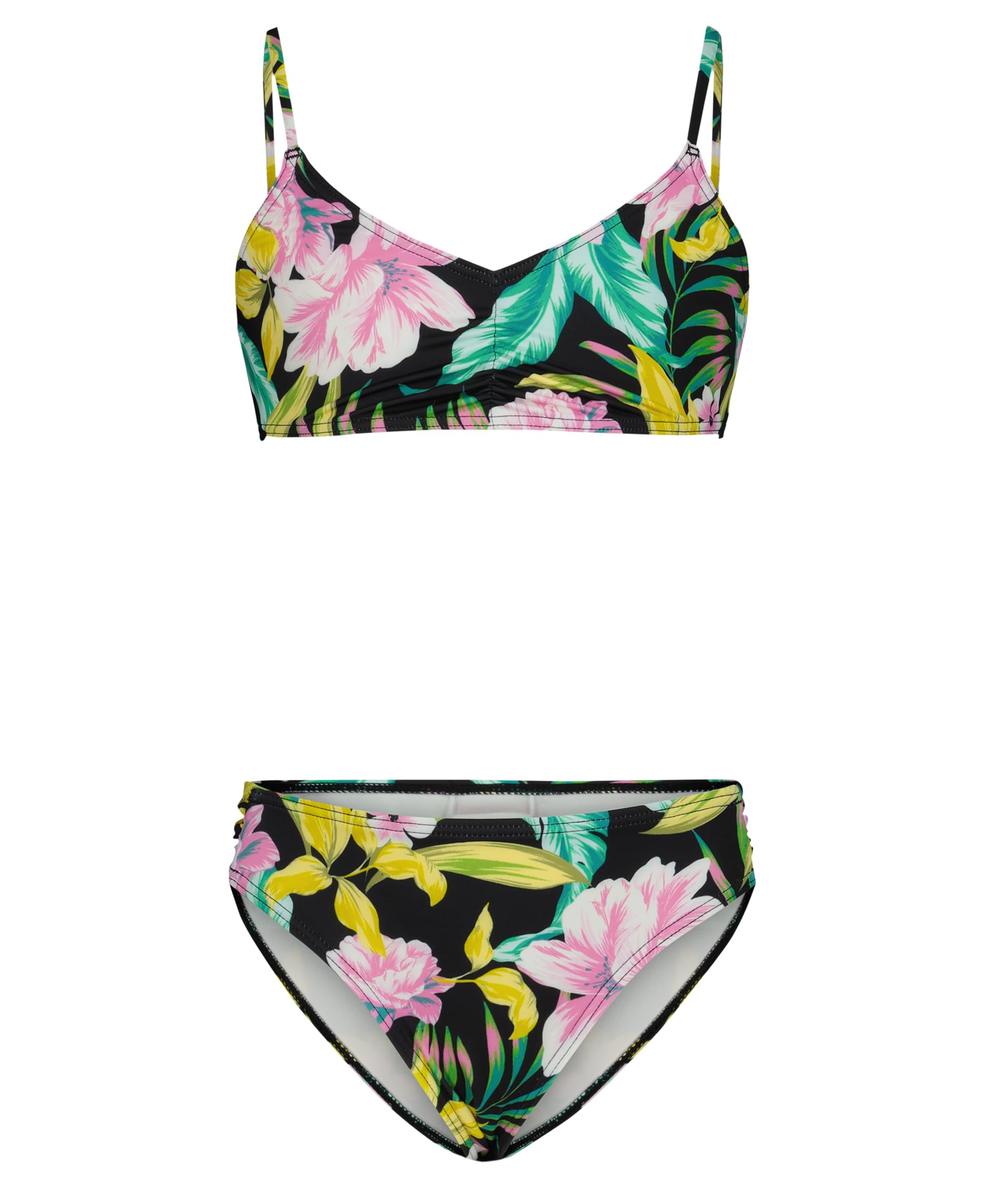 Photo 1 of Billabong Girls' Two-piece Bikini Swimsuit Set, UPF 50+ Sun Protection, Quick-Dry Bathing Suit, Tropics Black, 14