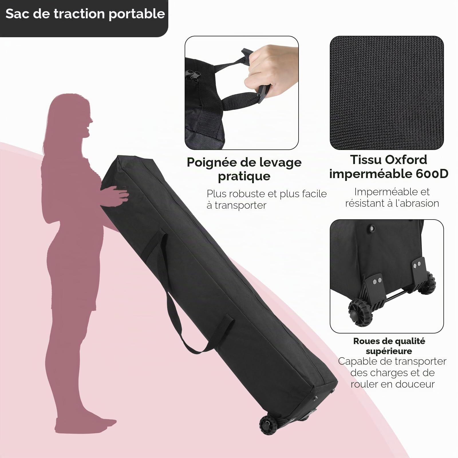 Tonnelle Pliante 3,3 x 3,3 imperméable, avec 4 Toiles Moustiquaires, One Push Tonnelle de Jardin, Tente de fête à Double Toit, 4 PCS Sacs de Sable, pour terrasse/marché/Camping/Plage, Rouge Gris