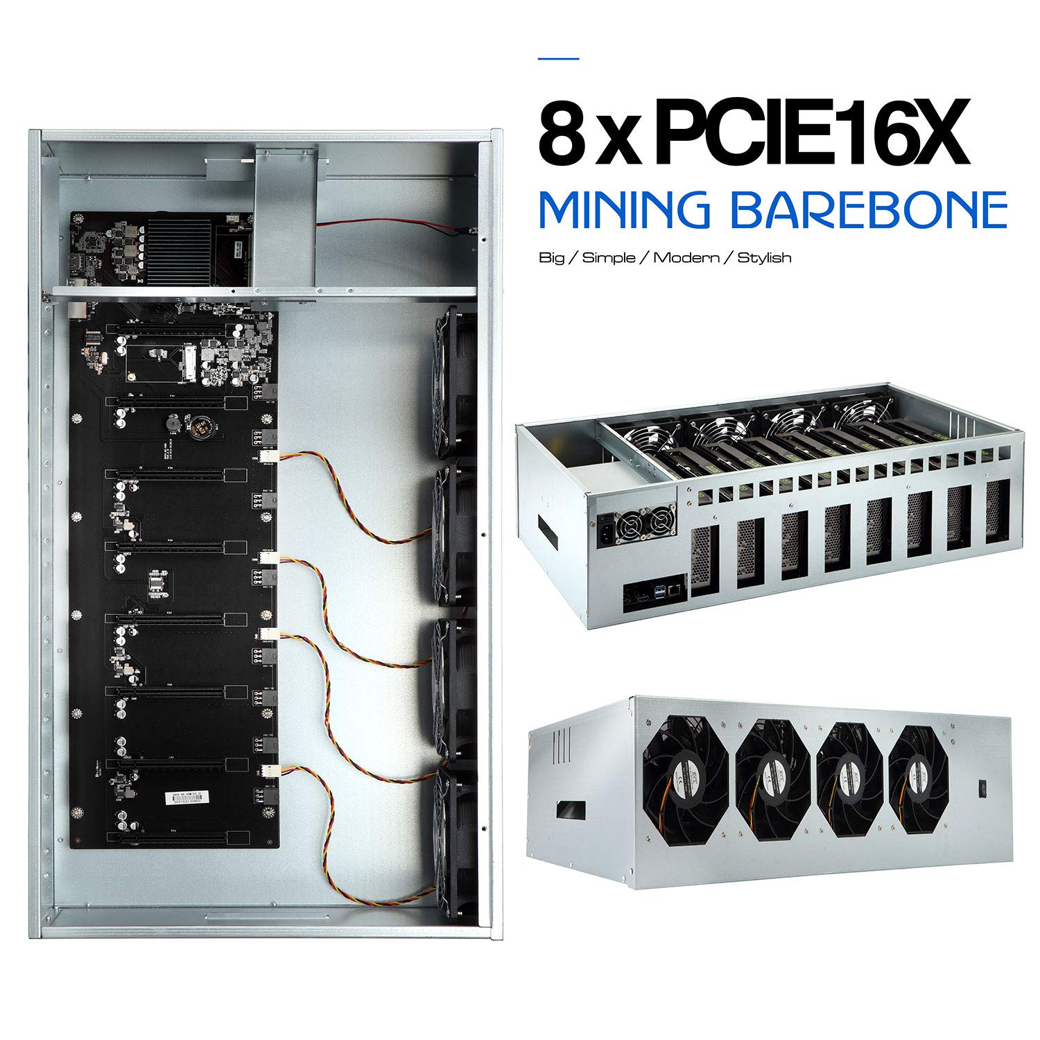 Buy Mining Rig Case 8 GPU Mining Case with 4 Powerful Cooling Fans and