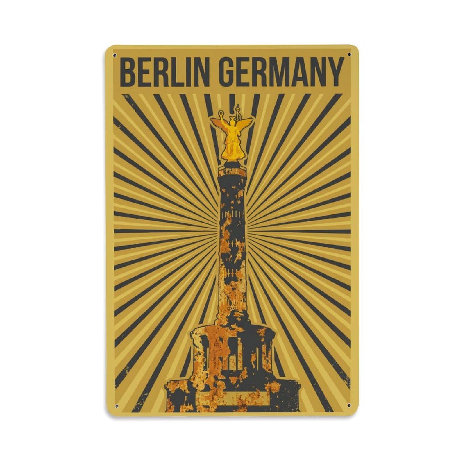 Gead 8X12inch Style Vintage Travel Berlin Germany Modern Metal Tin Sign