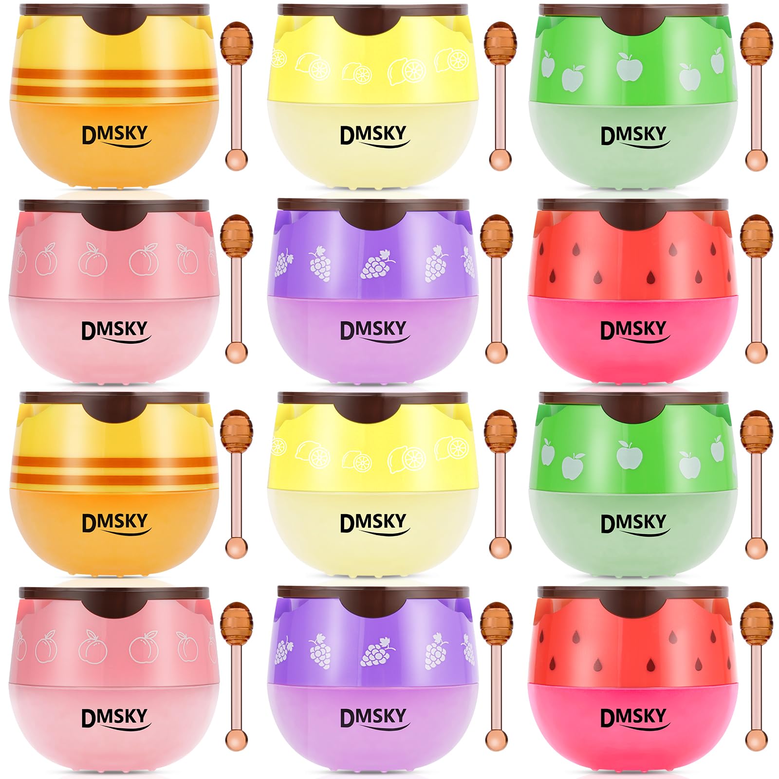 DMSKY Bee Lip Balm Honey Pot 12 PCS, Moisturizing Lip Mask Overnight, Hydrating Lip Sleeping Mask Prevention Dry and Cracked, Reduce Lip Lines