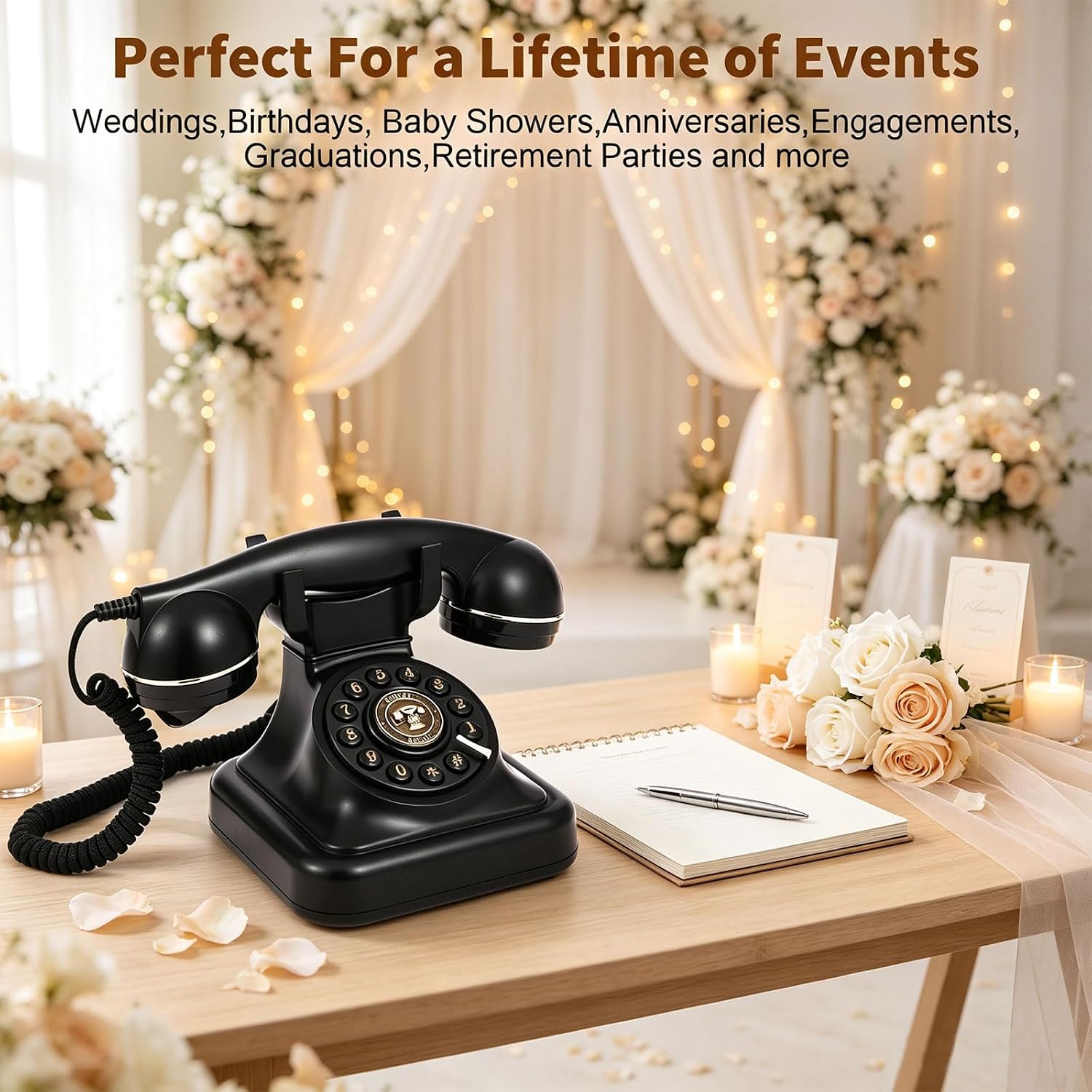 Audio Guest Book Wedding Phone, Audio Guest Book Record Customized Audio Messages Guest Book Alternatives Classic Retro Phone for Parties Birthdays Rentals Confessions Special Occasions image 2