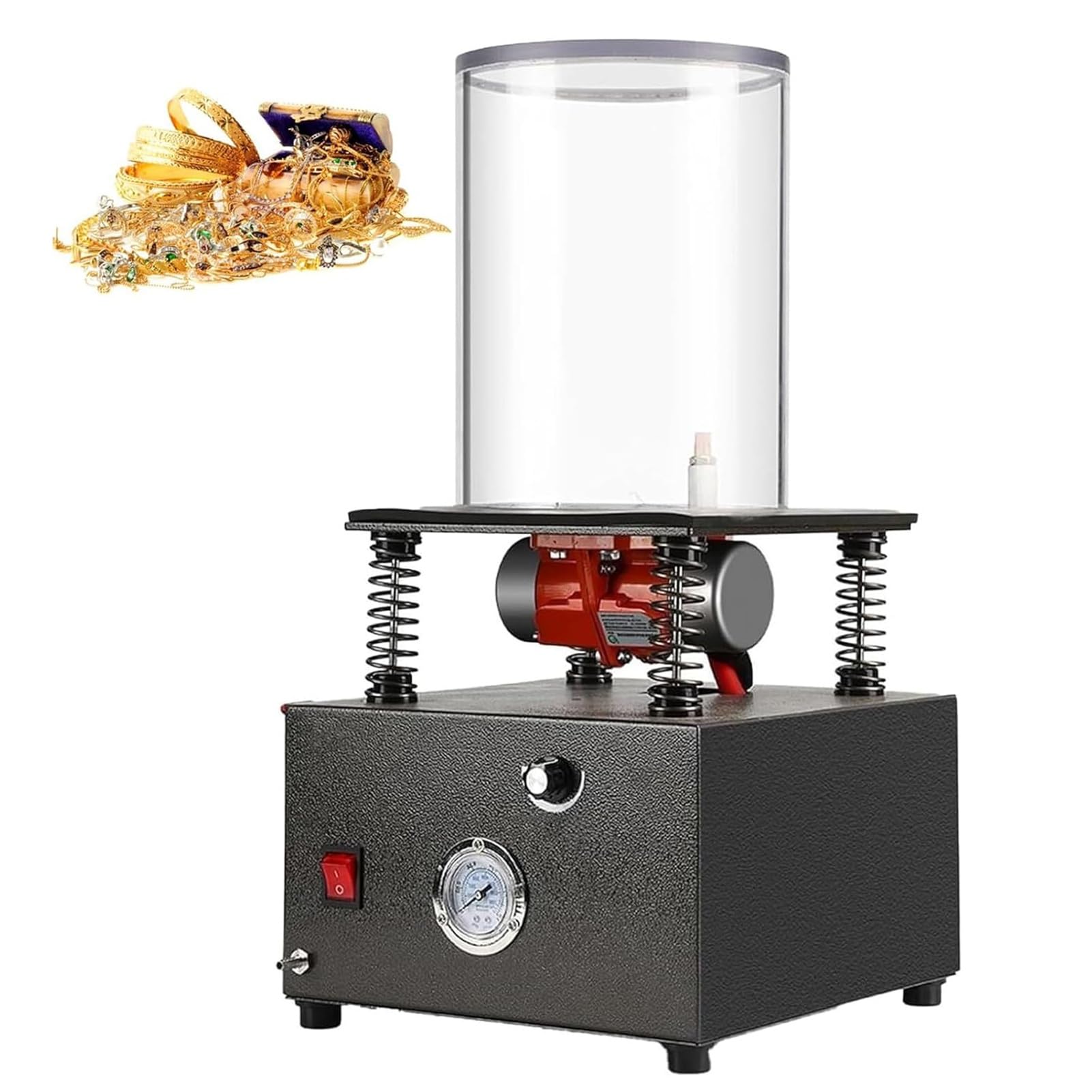 FHRKA Vacuum Casting Machine,Vacuum Investing Casting Machine with Vibration Remover, Pressure Gauge & Manual Pressure Relief Valve