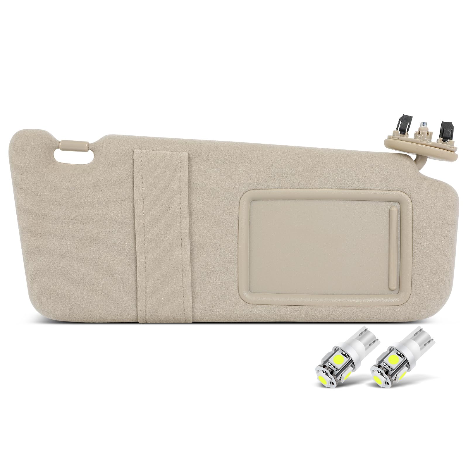 Beige Right Passenger Side Car Sun Visor without Sunroof for 2007-2011 for Toyota for Camry,Replacement Assembly 74320-06780-E0 (with mirror)