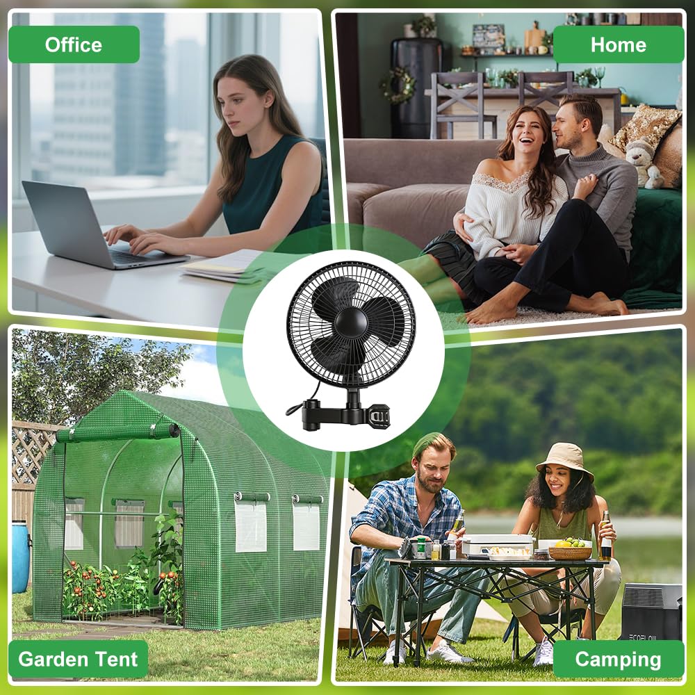 Grow Ventilator mit Clip 2 Geschwind, Oszillierender Klemmventilator zur Befestigung an Grow Tent-Stangen, Leise Grow Lüfter, Perfekt für Zelt Growzelt Grow Tent