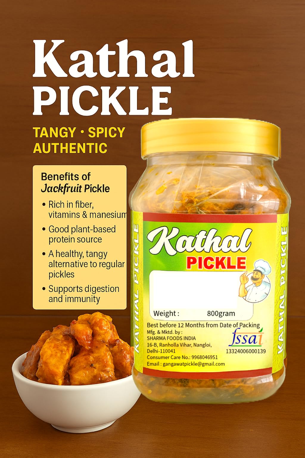 Gangawat Kathal Pickle, Natural Jackfruit Preserve, jackfruit pickle, 800 grams 1