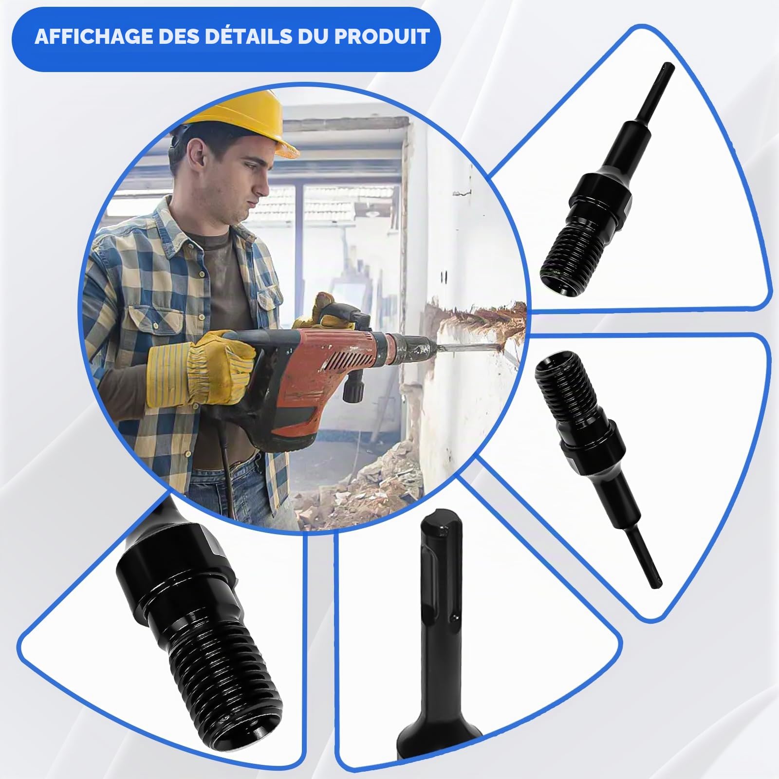 Adaptateur SDS-Plus à 1-1-/4-7unc en Acier Adaptateur SDS Plus pour Carotteuse Adaptateur 1 1/4" UNC vers SDS