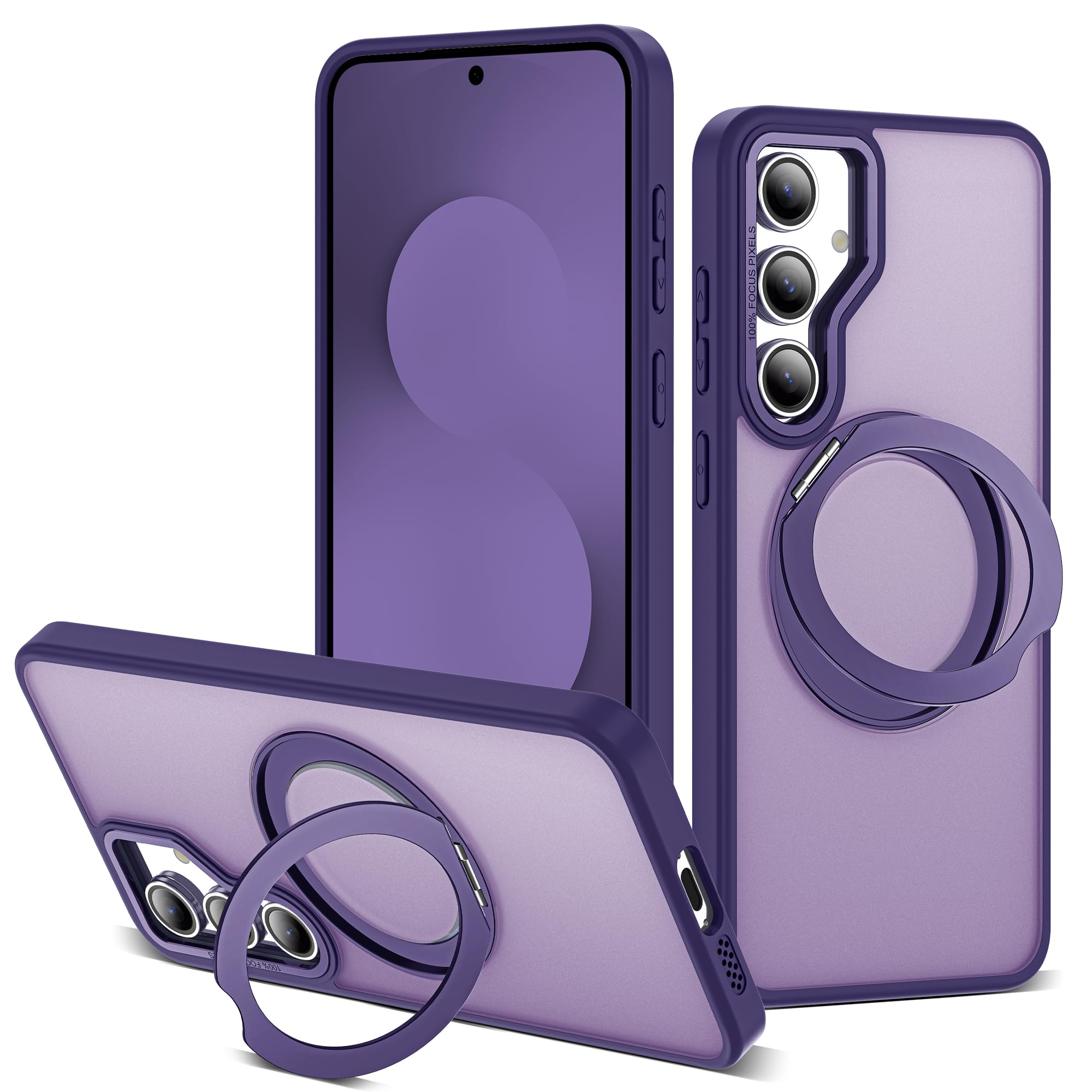 for Samsung Galaxy S25 FE Case with 360° Spin Stand,Dark Purple