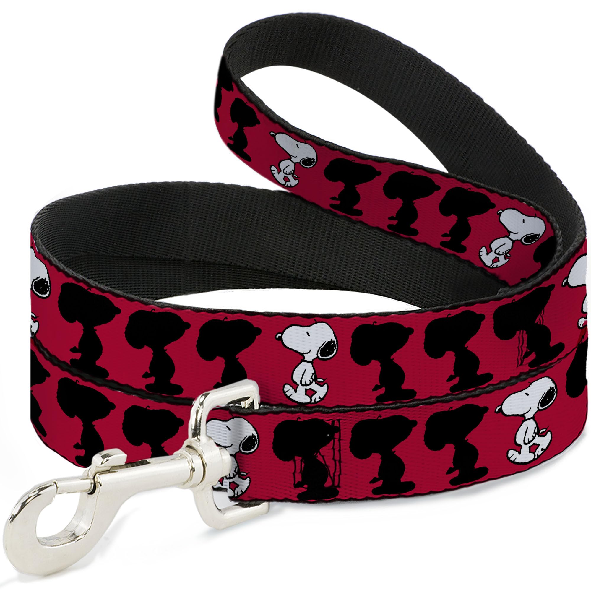 Peanuts Worldwide LLC Pet Leash, Dog Leash, Peanuts Snoopy Walking Silhouette Pose Red Black White, 6 Feet Long 0.5 Inch Wide