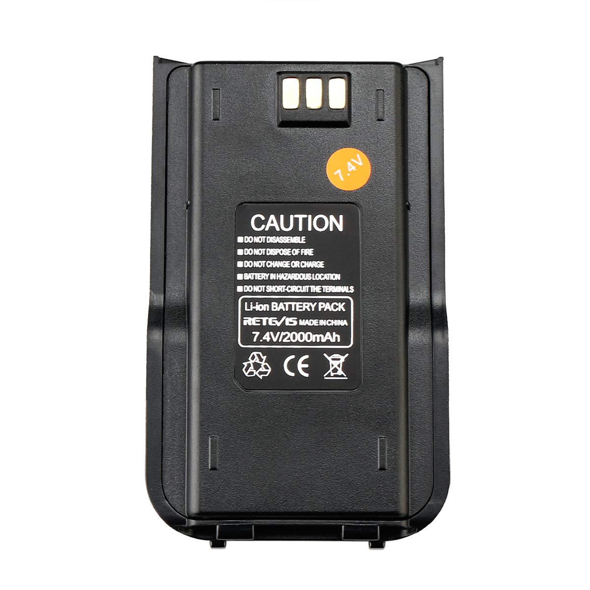 Retevis Batteria agli ioni di litio 2000 mAh 7,4 V per radio RT3 RT3S DMR Walkie Talkie TYT MD-380 (1 pezzo, nero)