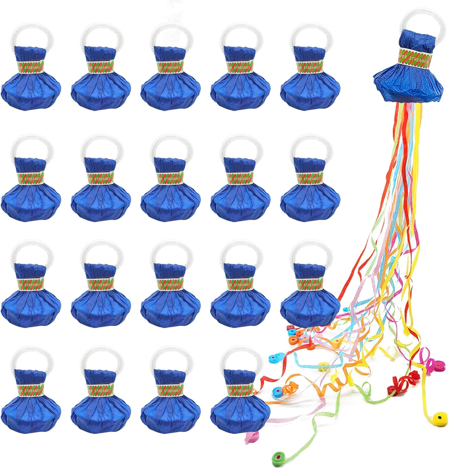 20 Pack No Mess Streamers,Colorful No Mess Paper Crackers