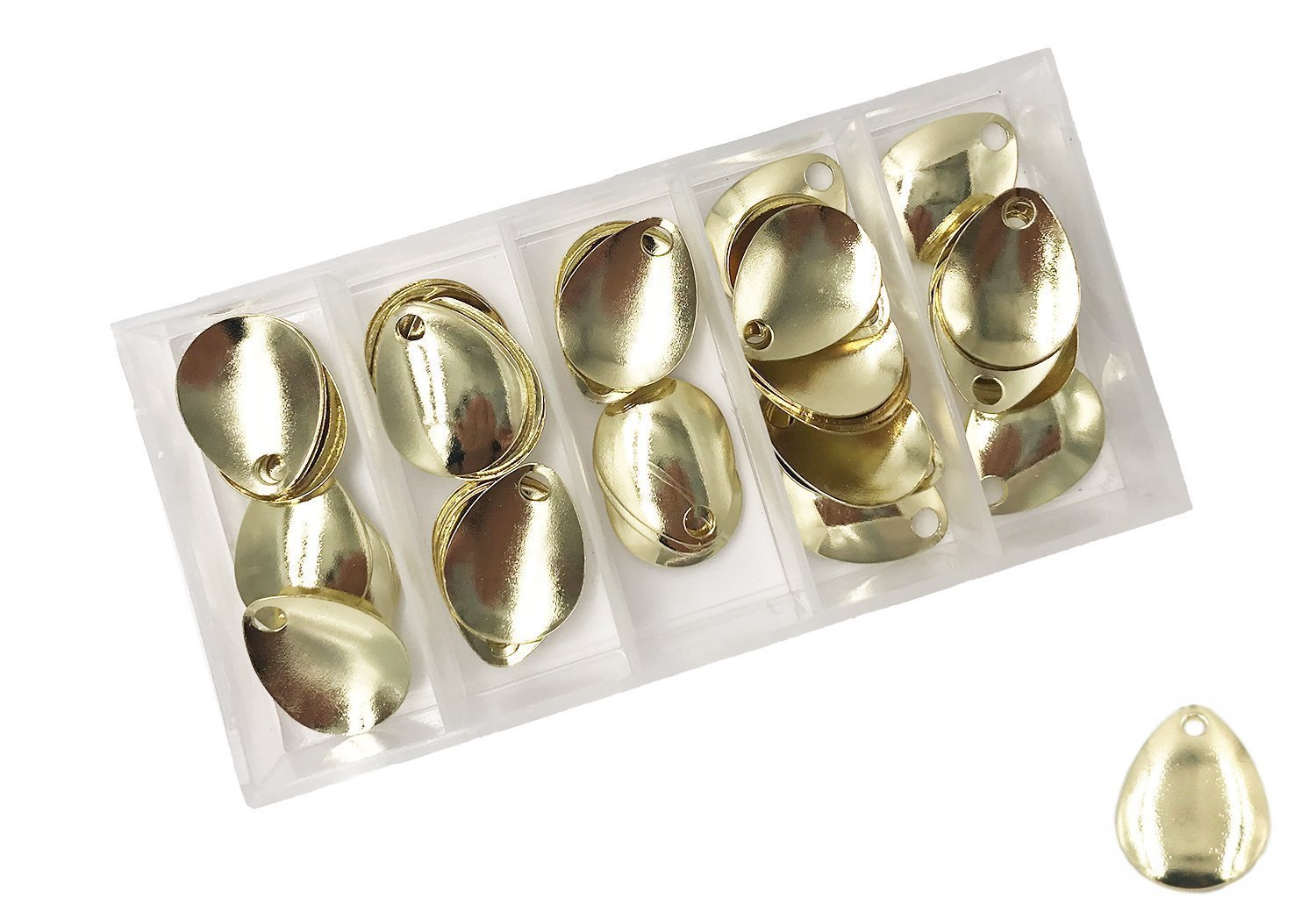 Milepet Deep Cup Spinner Blades for Hard Lures Worm Spinner Baits Spoons Rigs Making,50Pcs/Box,Large&Small,Gold&Silver Available (Gold, Large)